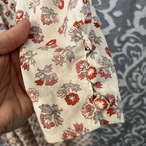 Vintage Liberty Of London Pattern Red Ecru Floral  Dress Drop Waist Size 6/8 - Picture 5 of 9